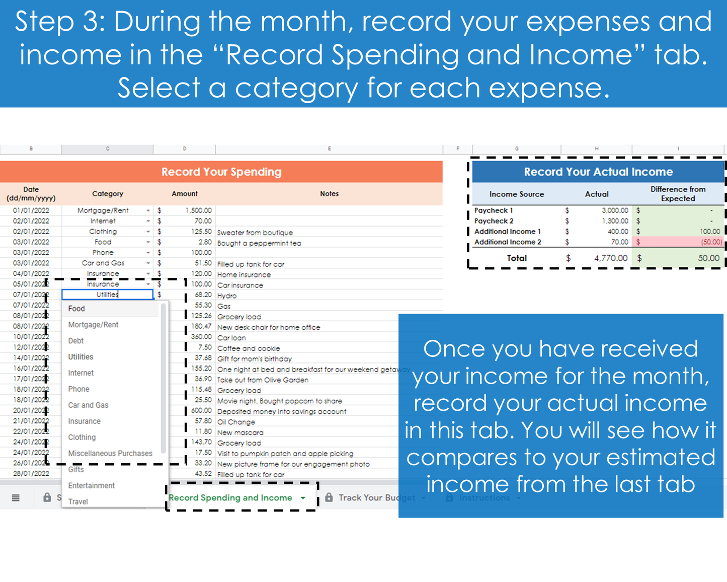 Monthly Budgeting Planner - Google Sheets