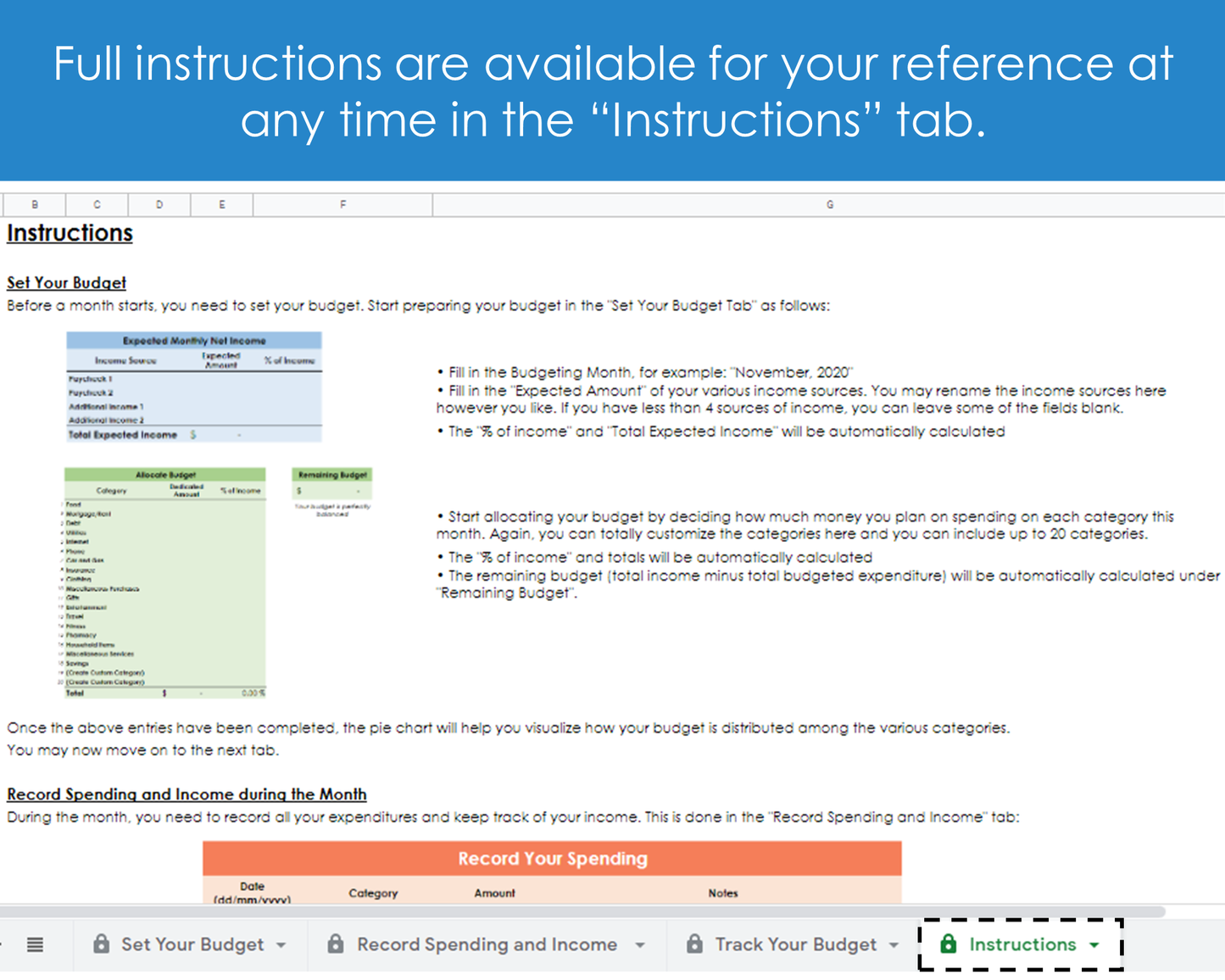 Monthly Budgeting Planner - Google Sheets