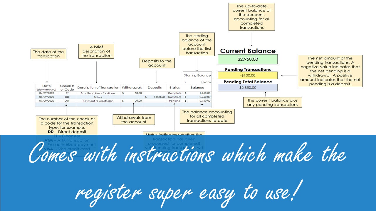 Checkbook Register - Excel Spreadsheet