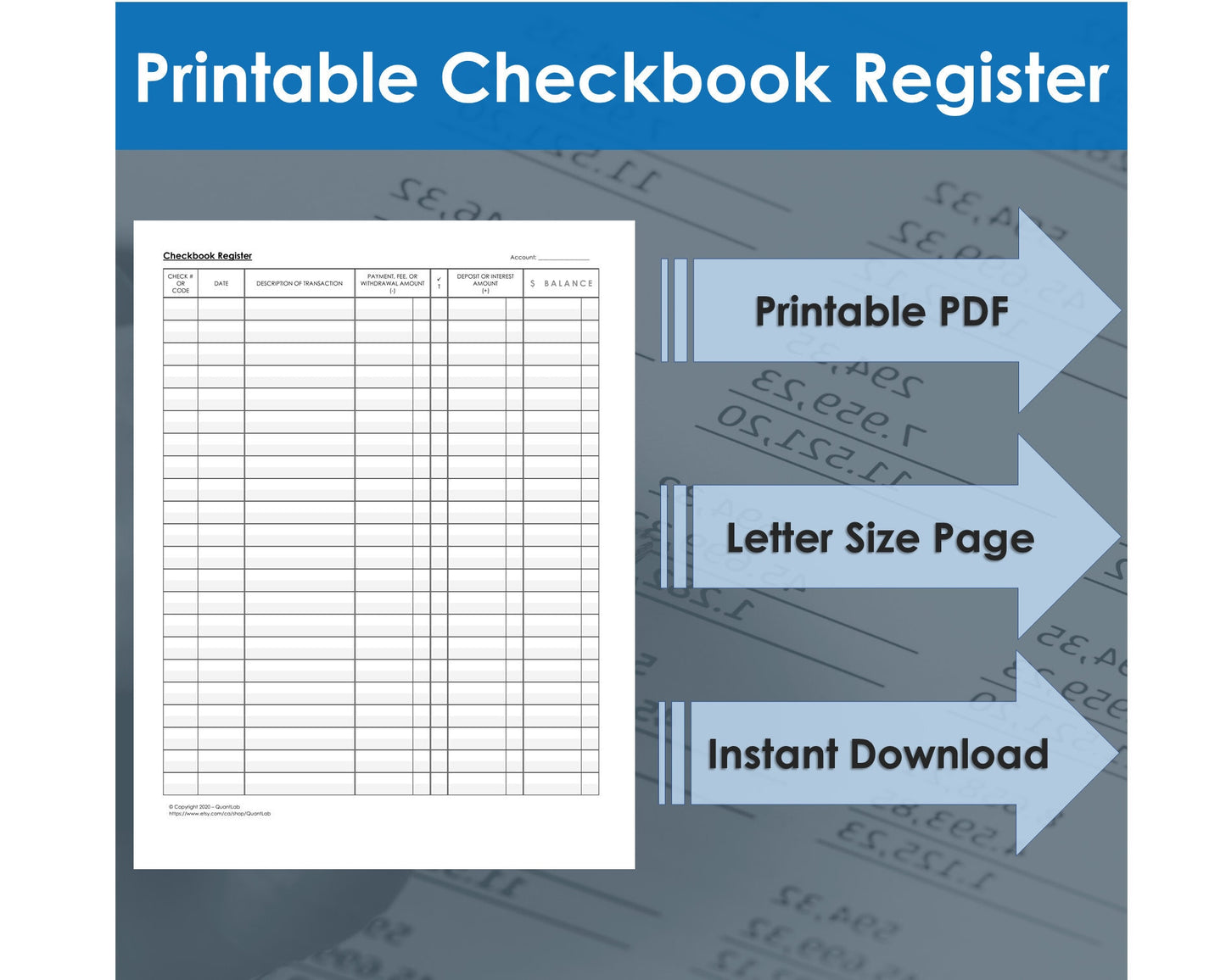 Printable checkbook register pdf