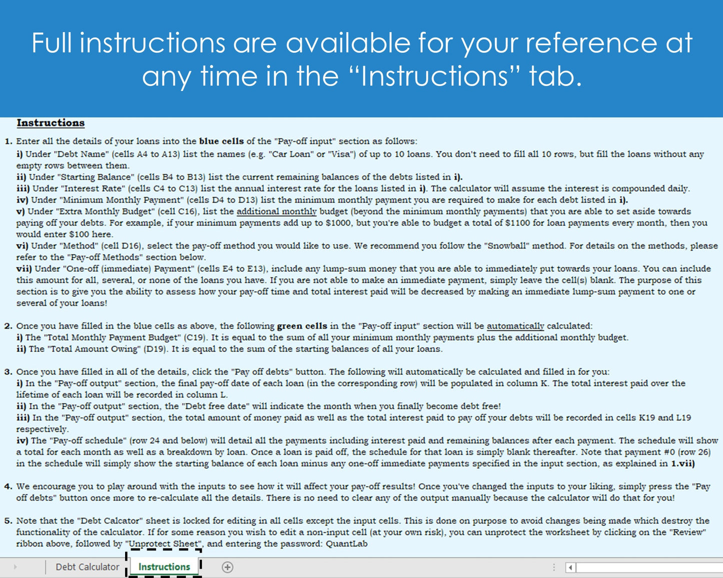 Debt Snowball Calculator - Excel Spreadsheet
