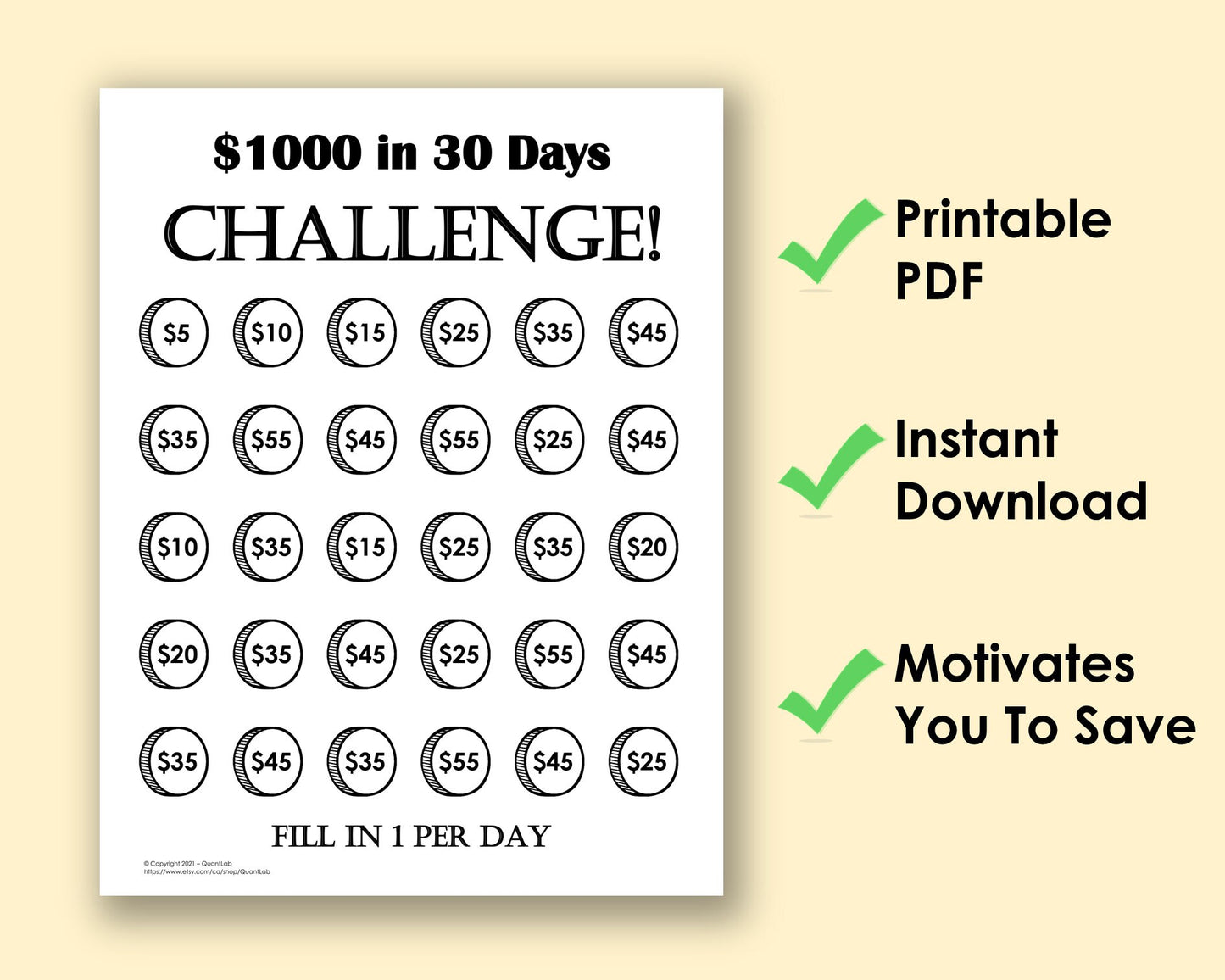 Money Saving Challenge - Printable PDF