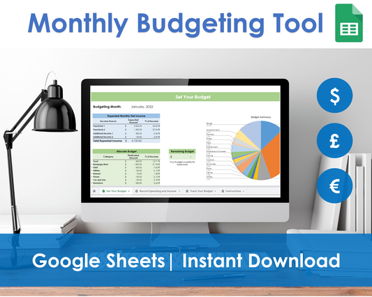 Google Sheets monthly budgeting spreadsheet