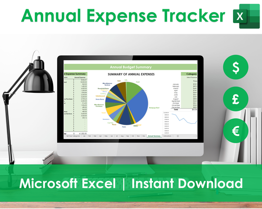 Annual Expense Tracker - Excel Spreadsheet