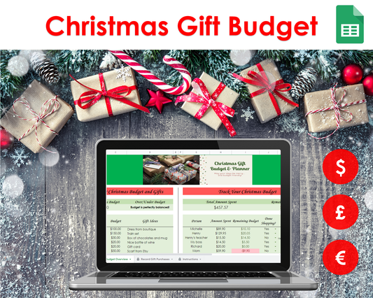 Google Sheets Christmas gift budget spreadsheet