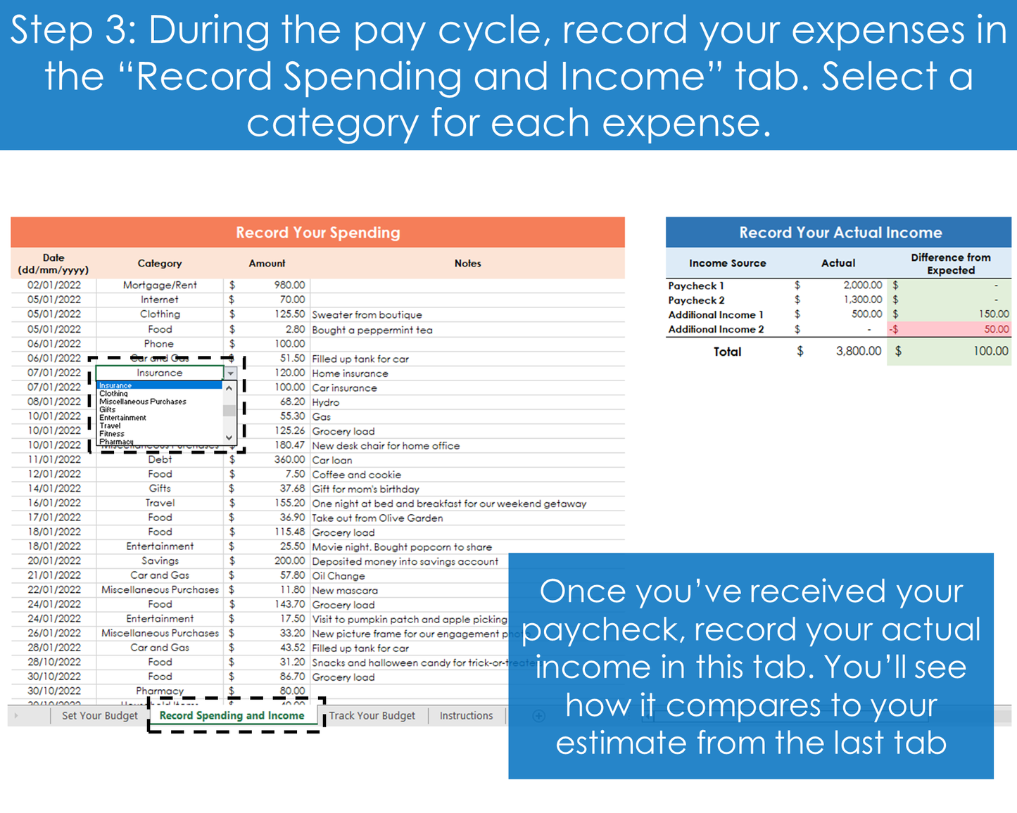 Budget by Paycheck Template - Excel Spreadsheet