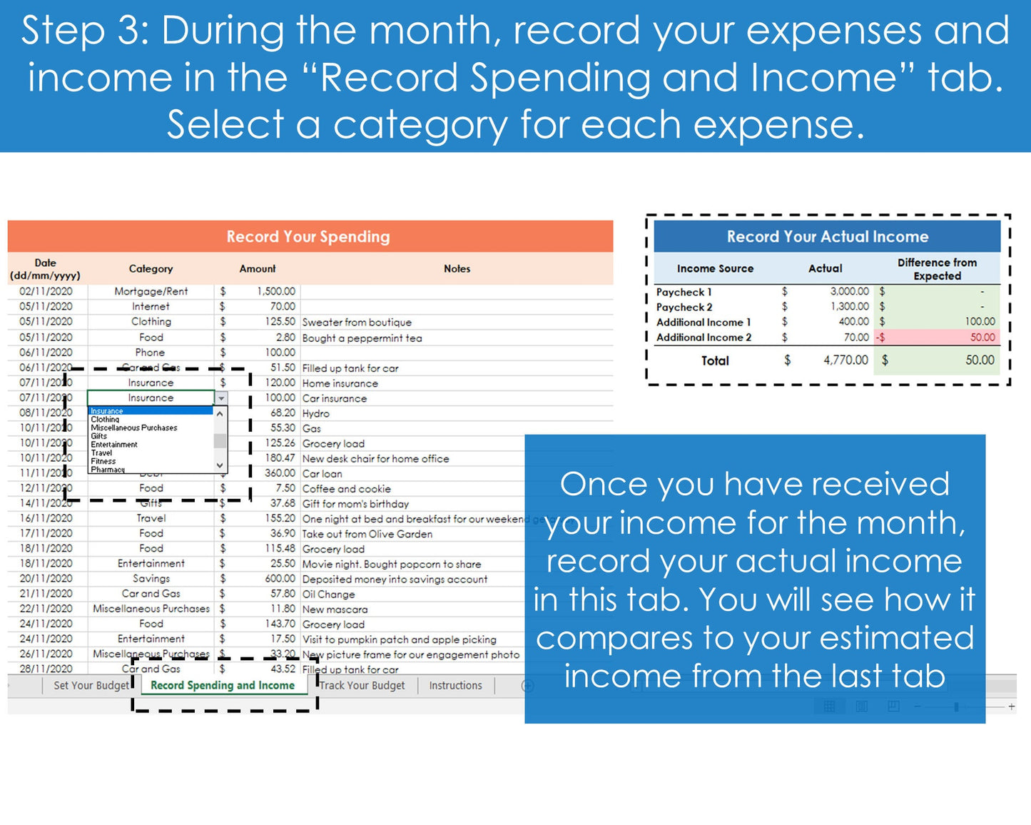 Monthly Budgeting Planner - Excel Spreadsheet