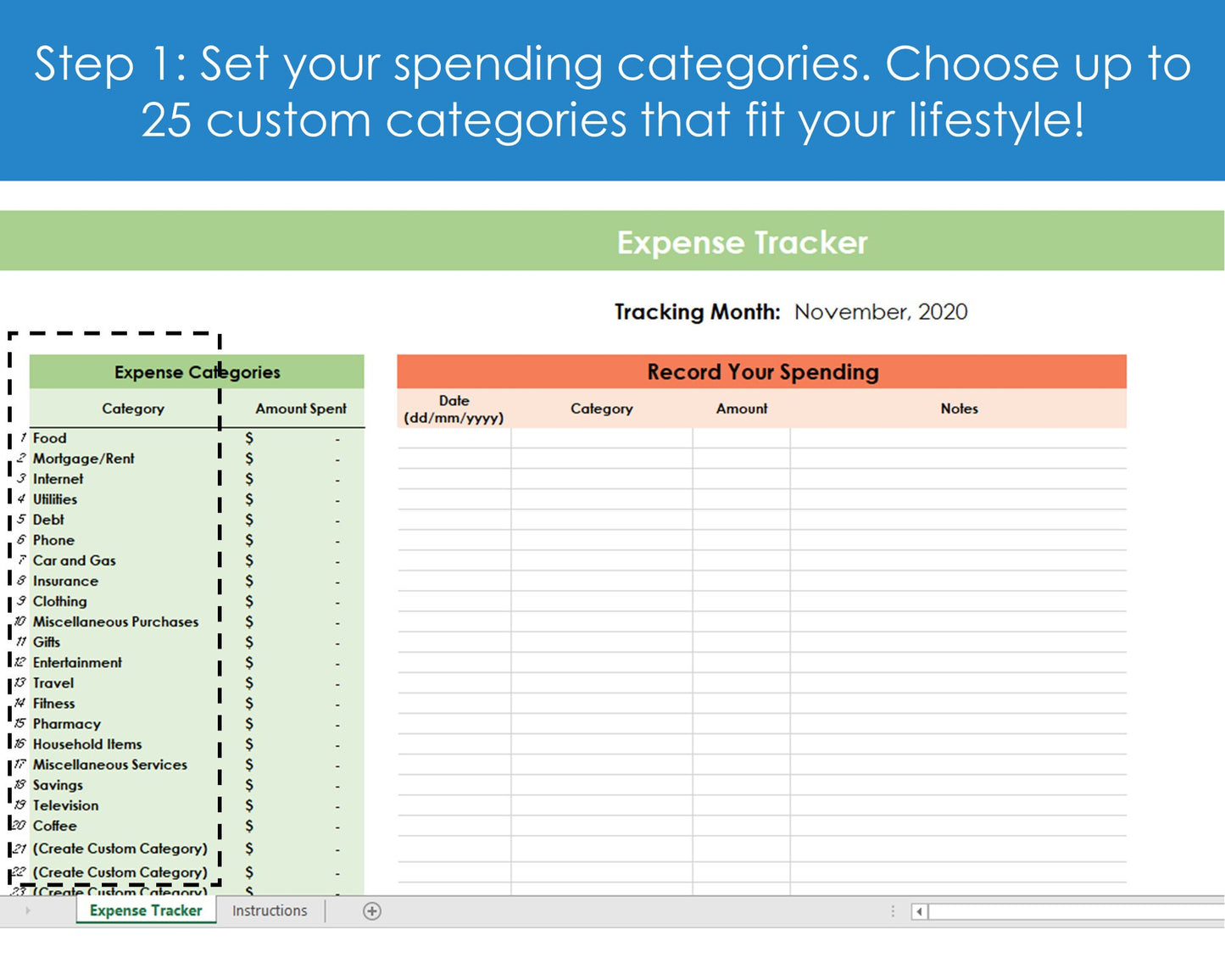 Expense Tracker - Excel Spreadsheet