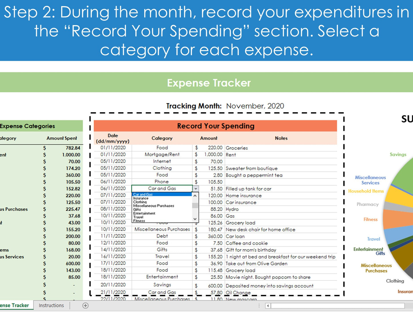 Expense Tracker - Excel Spreadsheet