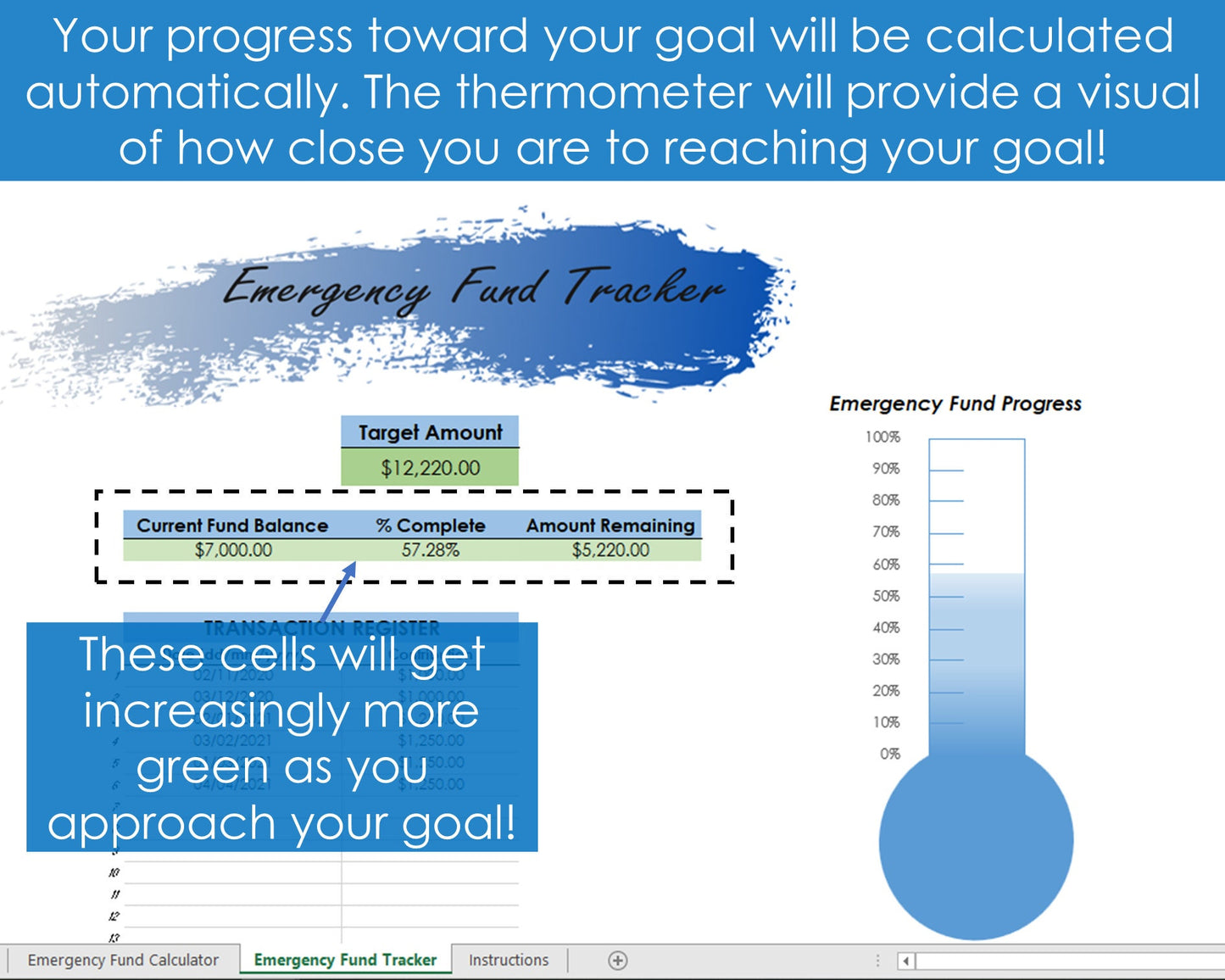 Emergency Fund Tracker and Calculator - Excel Spreadsheet