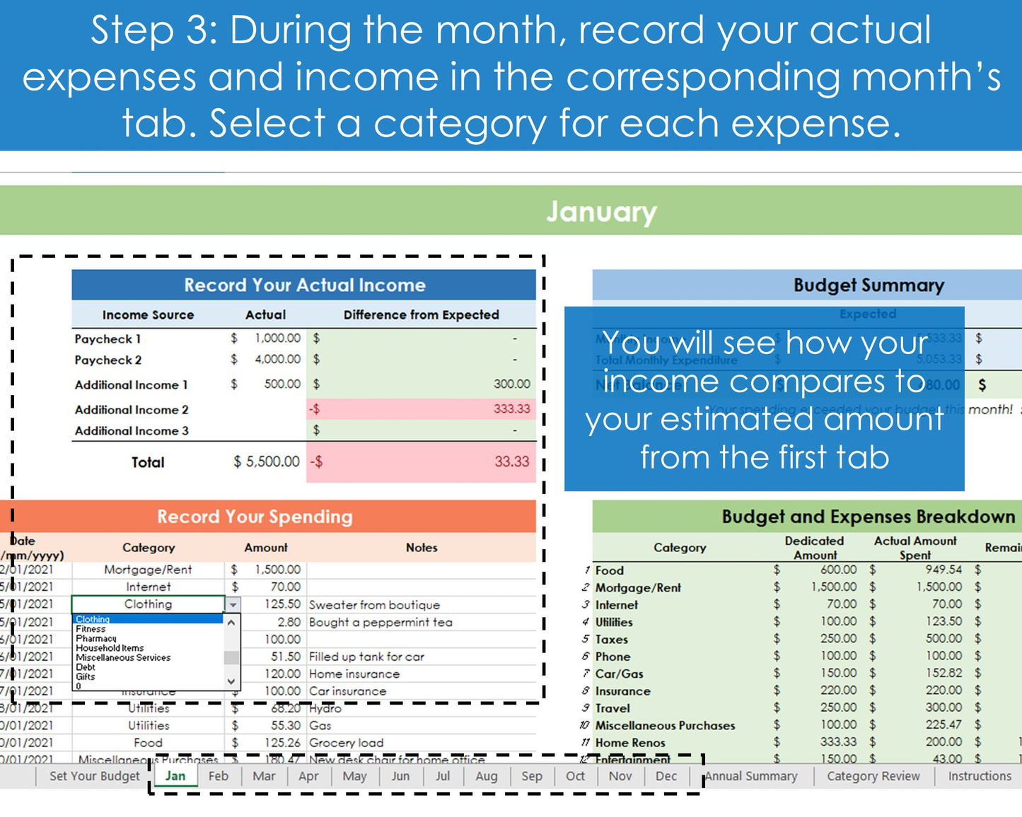 Annual Budgeting Planner - Excel Spreadsheet