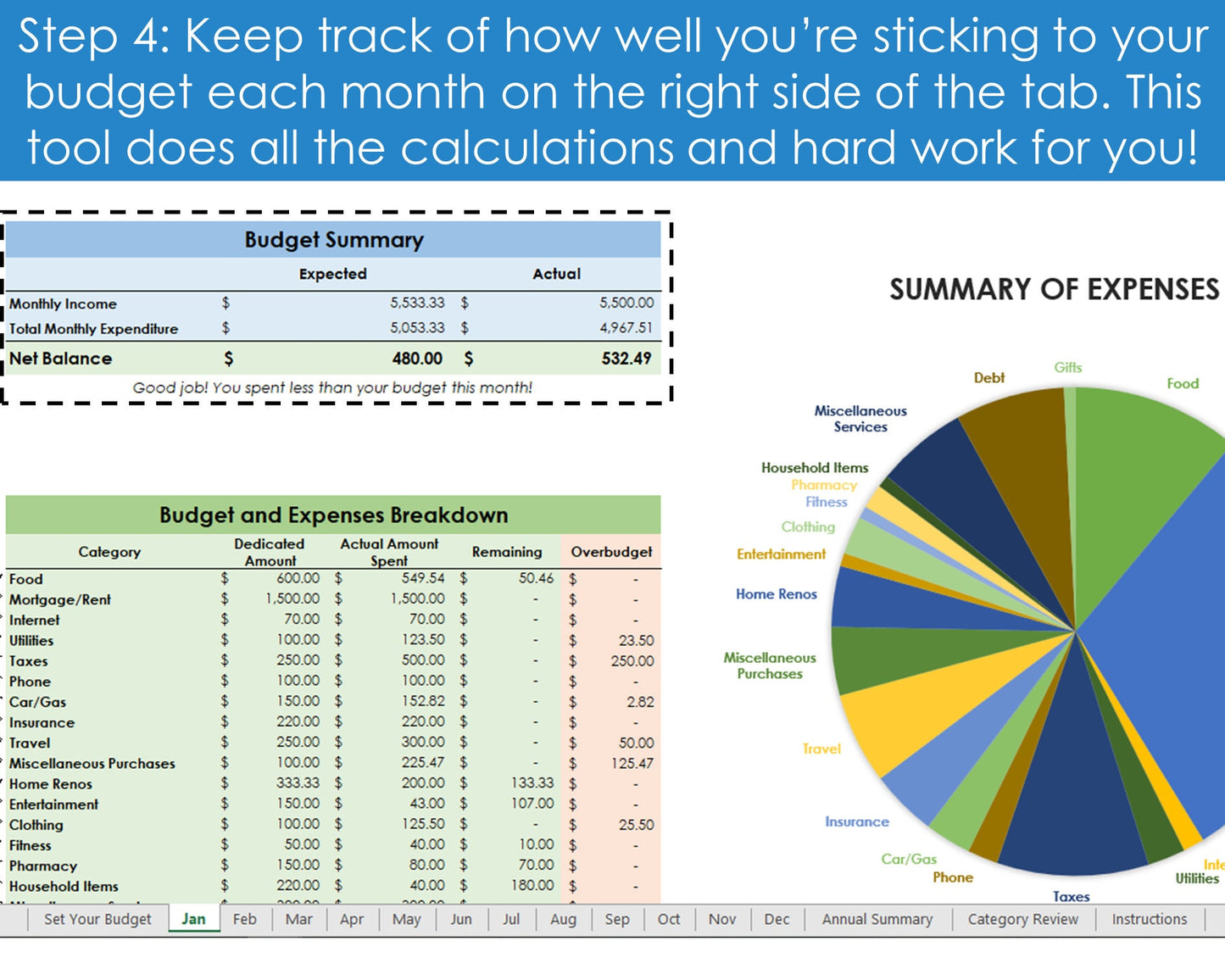 Annual Budgeting Planner - Excel Spreadsheet