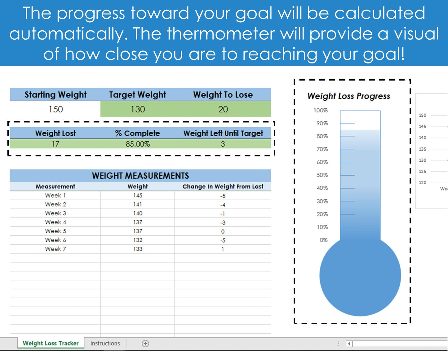 Weight Loss Tracker - Excel Spreadsheet