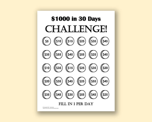 Money saving challenge $1000 pdf