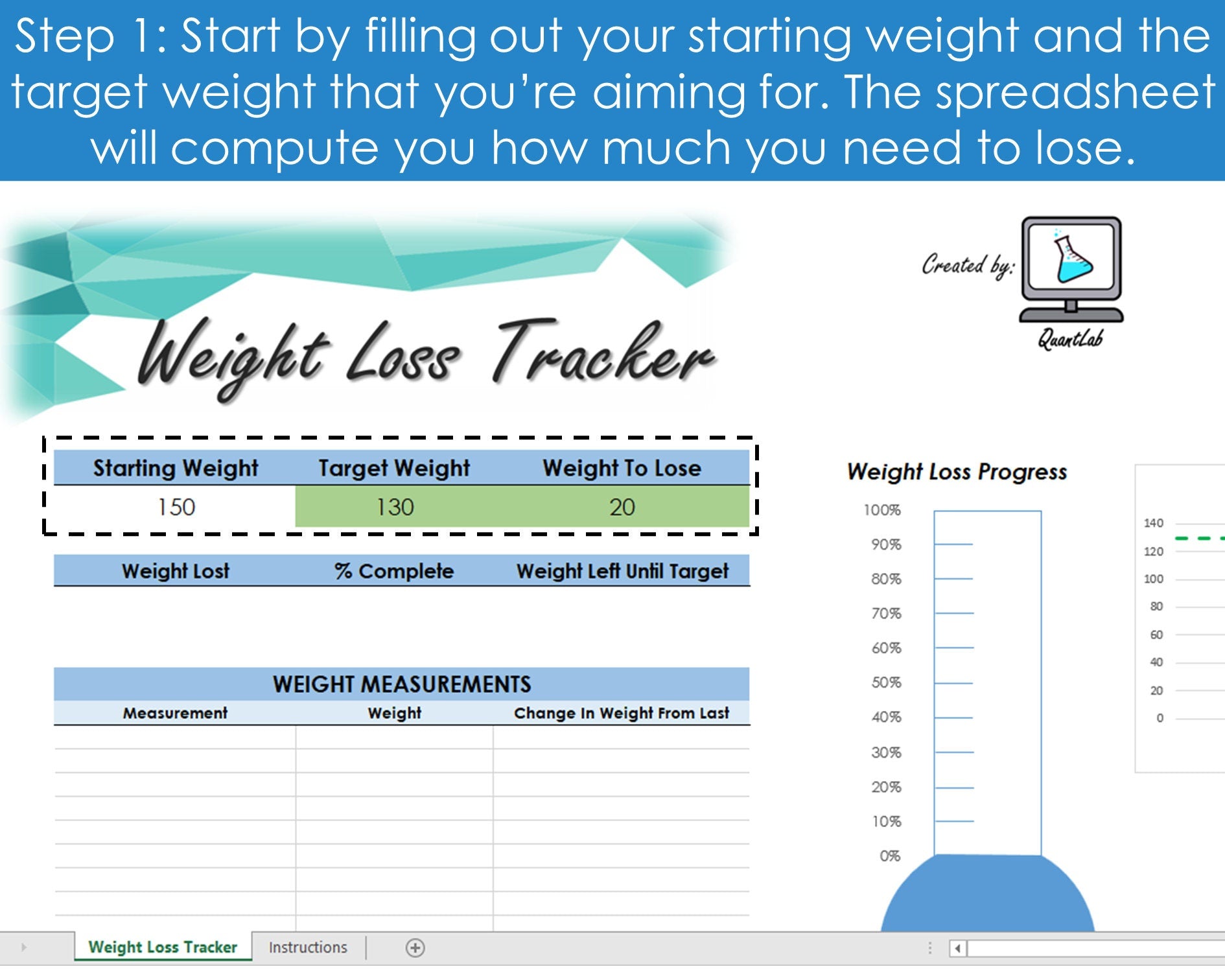 google excel spreadsheet weight loss tracker