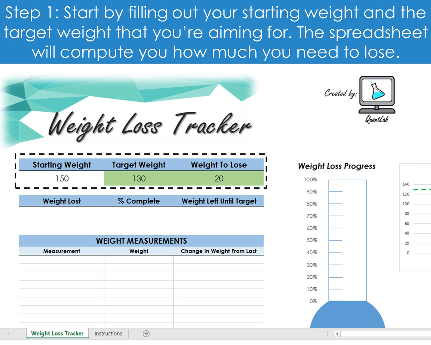 Weight Loss Tracker - Excel Spreadsheet