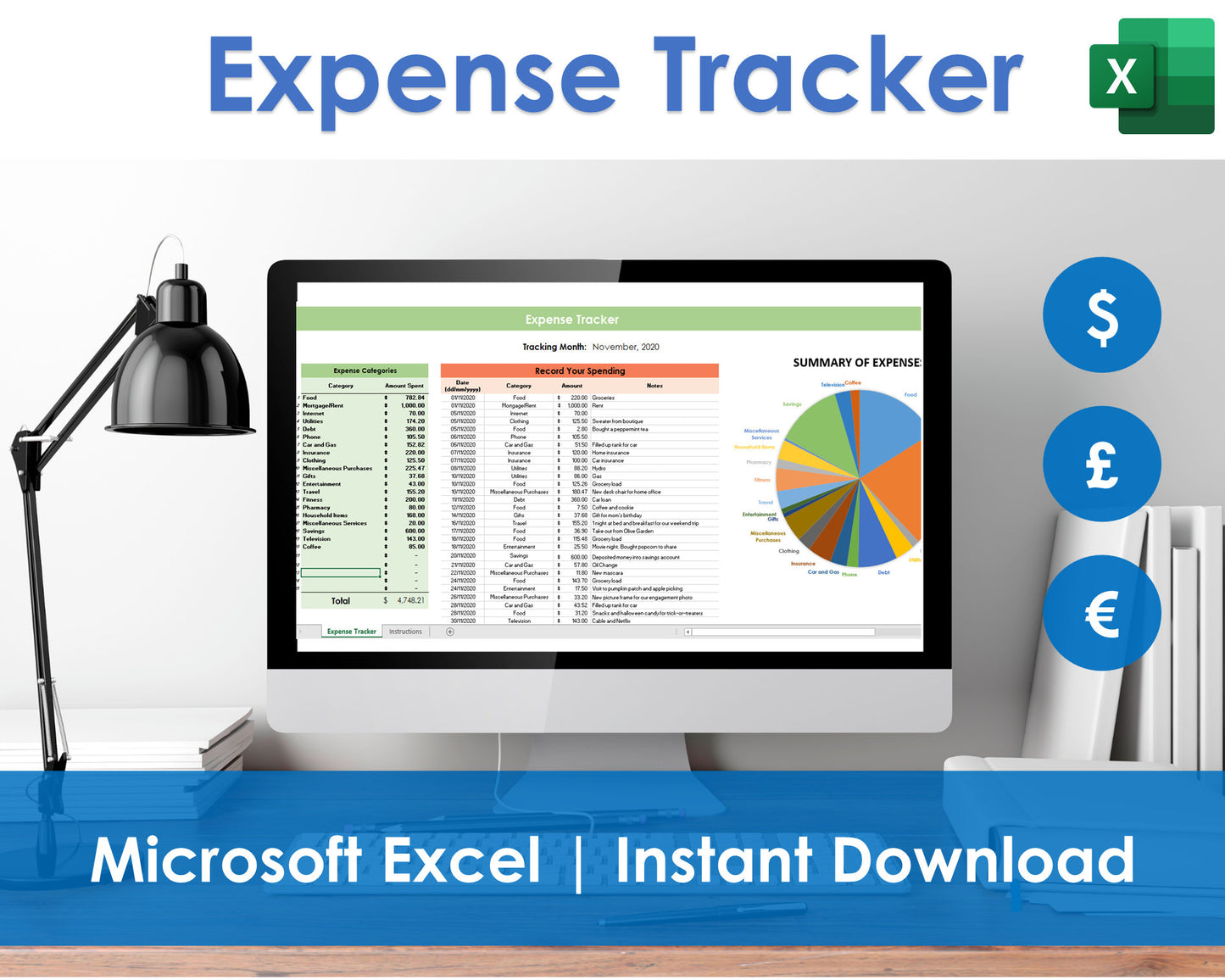 Excel expense tracking spreadsheet