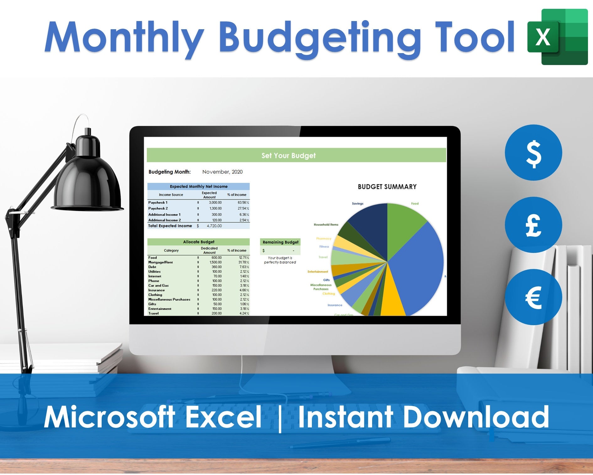 Excel monthly budgeting spreadsheet