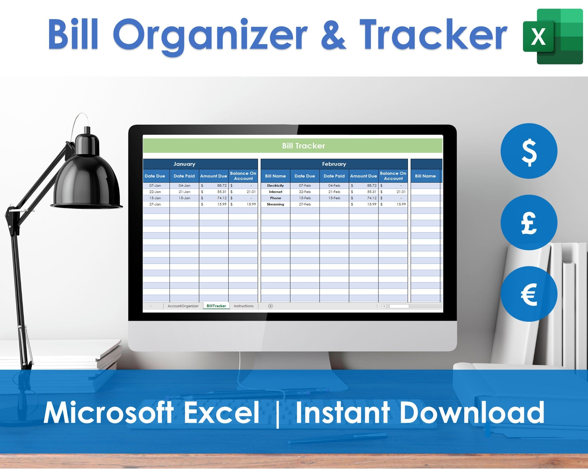 Excel bill tracking spreadsheet