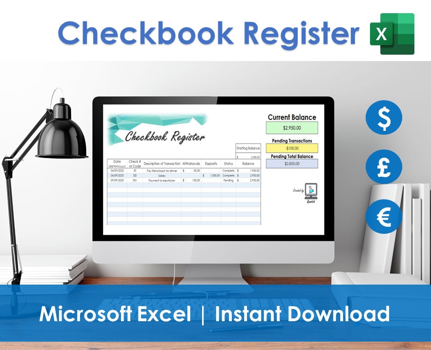 Excel checkbook register spreadsheet