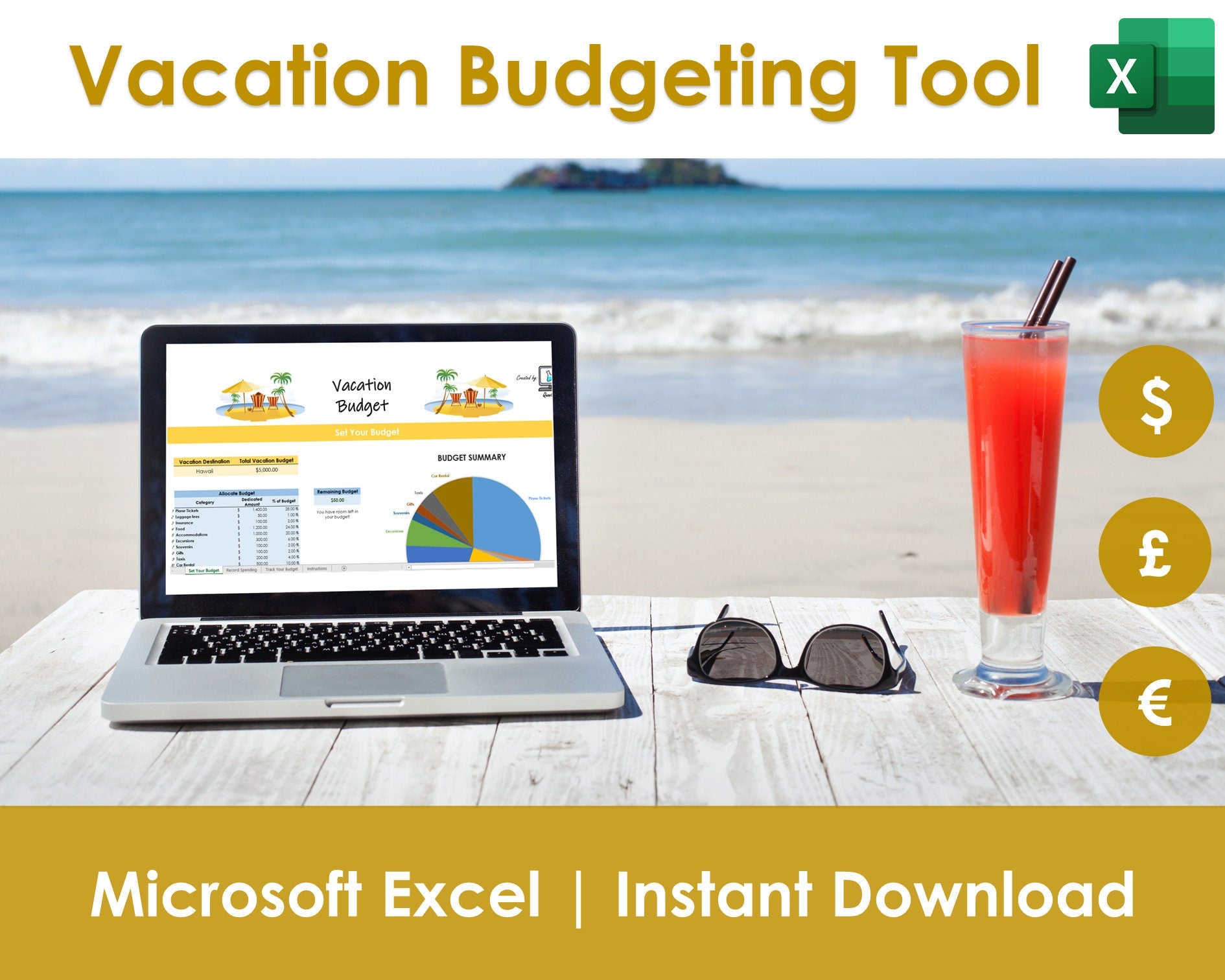 Excel vacation budgeting spreadsheet