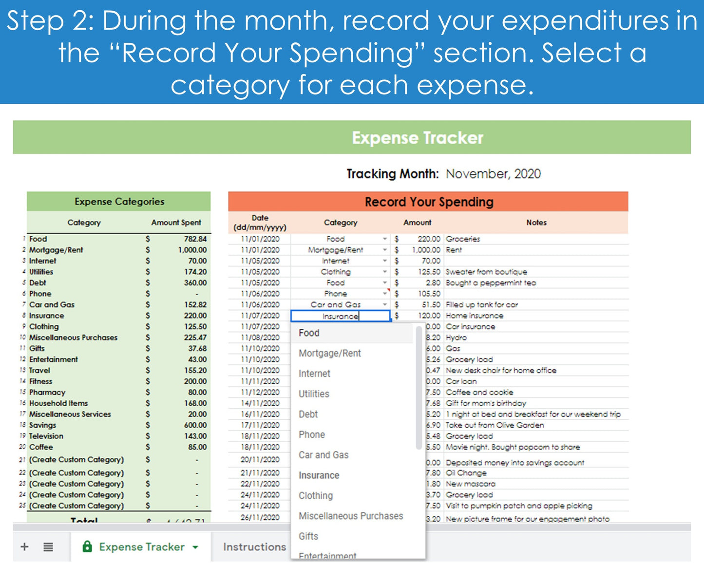 Expense Tracker - Google Sheets