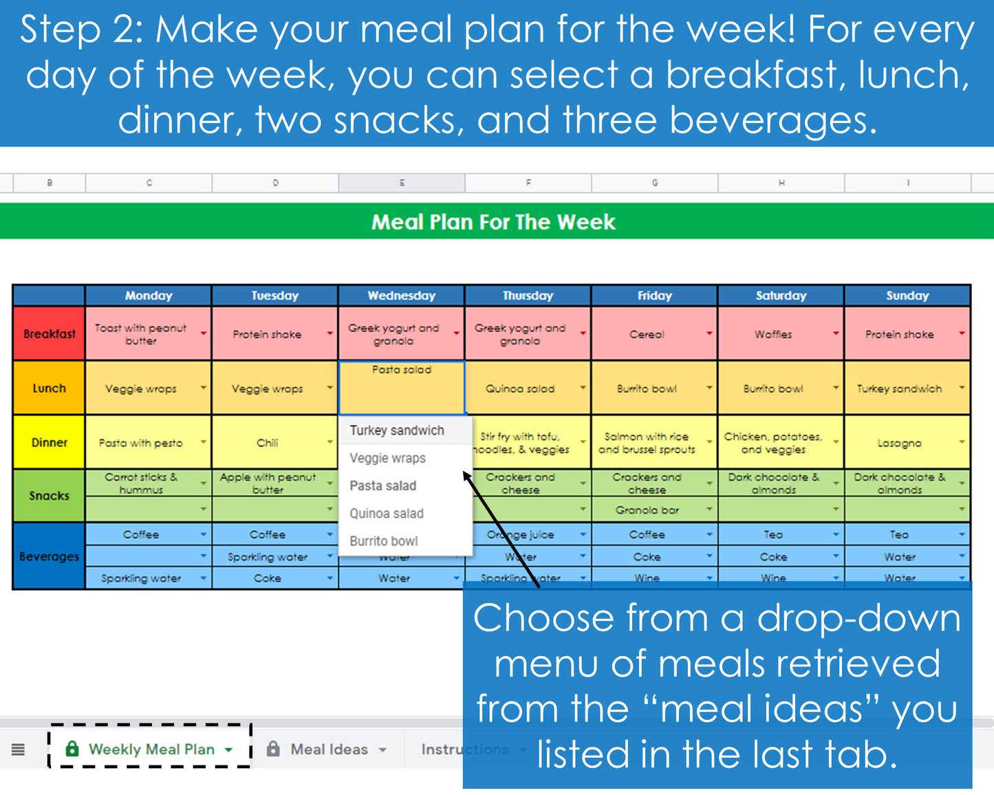 Weekly Meal Planner - Google Sheets