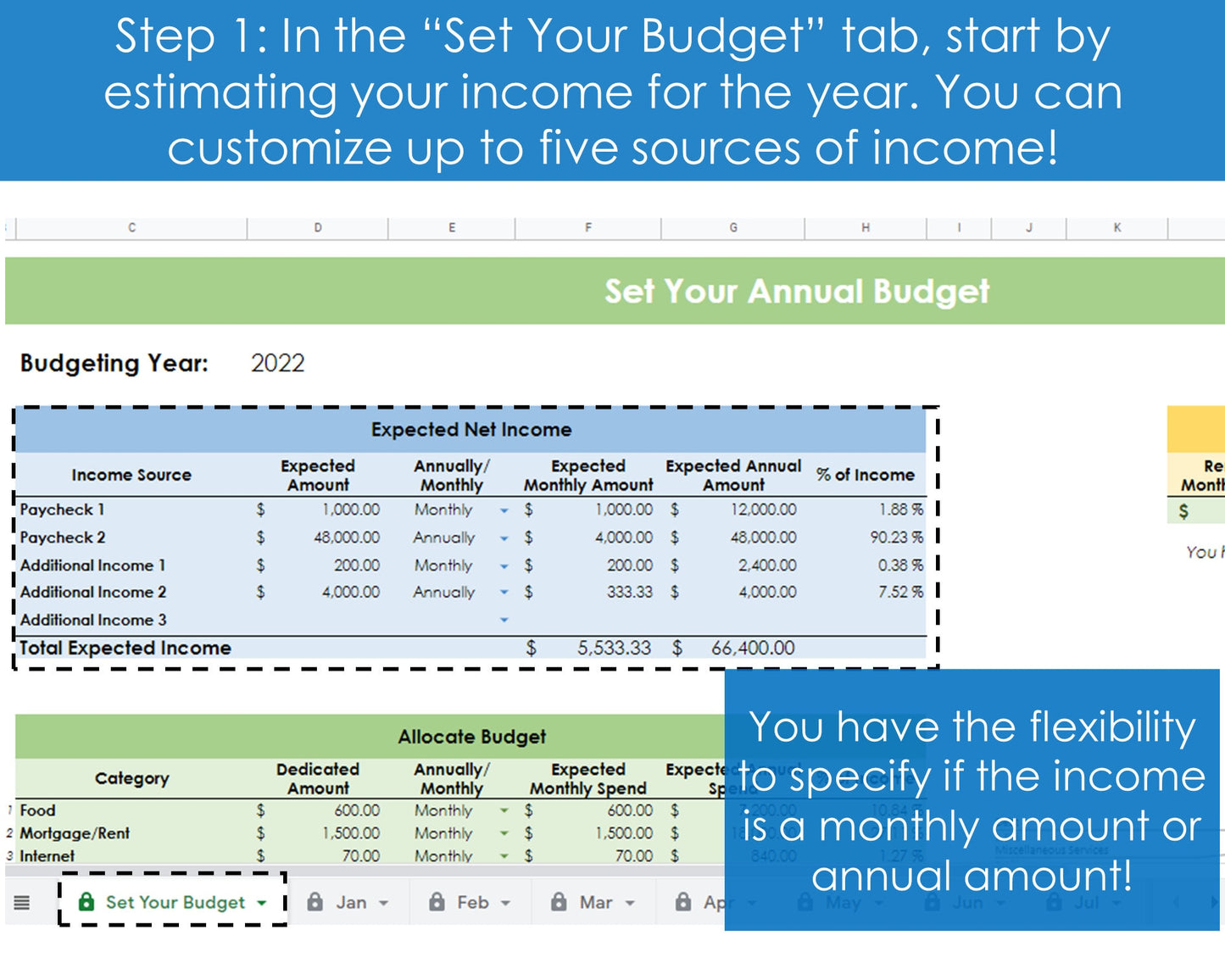 Annual Budgeting Planner - Google Sheets