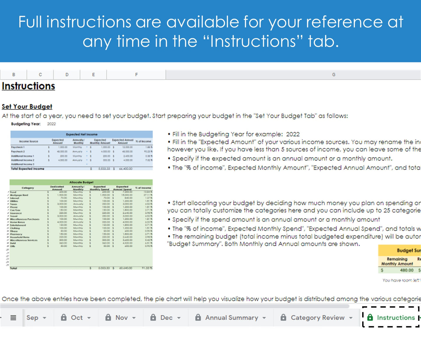 Annual Budgeting Planner - Google Sheets